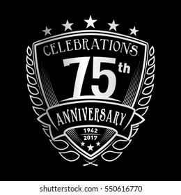 75th Shield Anniversary logo. Vector and illustration. 75 years logo. 
