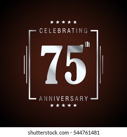 75th Silver anniversary logo, laurel wreath isolated on brown background, vector design