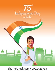 75th year of Indian Independence Day, A man holding Indian flag