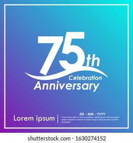 75th years anniversary celebration logotype with violet and blue background, vector illustration template design for booklet, leaflet, magazine, brochure poster, web, invitation or greeting card