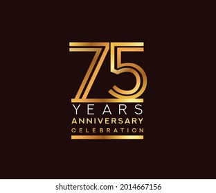 75th years anniversary celebration logotype. Anniversary logo with golden and silver color isolated on black background, vector design for celebration, invitation card, and greeting card
