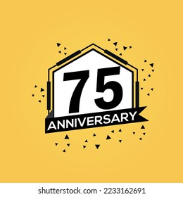 Logo del 75º aniversario, celebración del cumpleaños del diseño vectorial con diseño aislado geométrico.