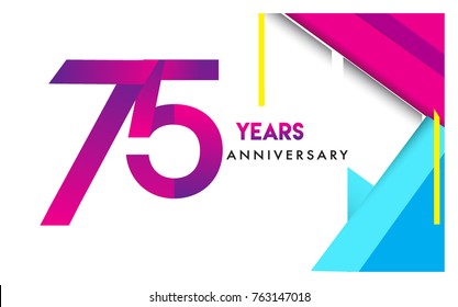 75th years anniversary logo, vector design birthday celebration with colorful geometric isolated on white background.