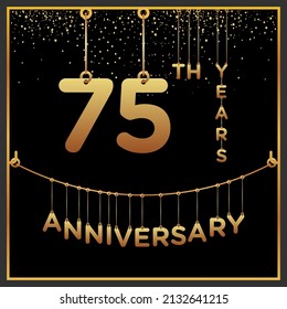 75th years anniversary, vector design for anniversary celebration with gold color on black background, simple and luxury design. logo vector template