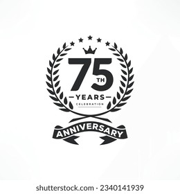 75-year anniversary logo emblem. 75th Anniversary Logo. 75th anniversary celebration logo design with decorative ribbon or banner.