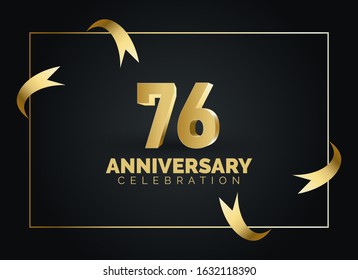 76 Anniversary celebration with gold number on square frame background