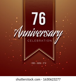 76 Anniversary celebration luxury design with wood motive background on the ribbon