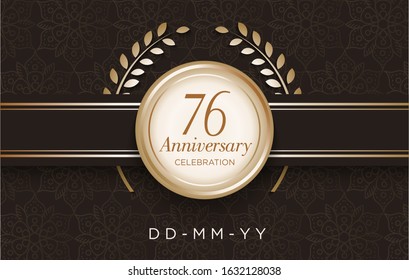 76 Anniversary celebration with luxury design on the pattern vector background