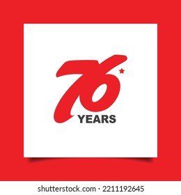 76 anniversary logo with simple flat brush style