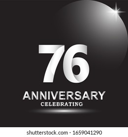 Plantilla vectorial de logotipo de 76 años. Diseño para banner, tarjetas de felicitación o impresión
