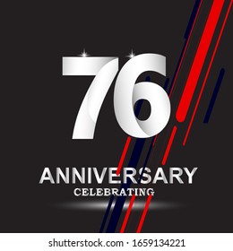 Plantilla vectorial de logotipo de 76 años. Diseño para banner, tarjetas de felicitación o impresión