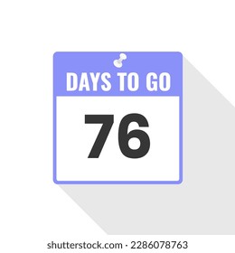Icono de ventas de cuenta regresiva de 76 días a la izquierda. Faltan 76 días para ir Banner promocional