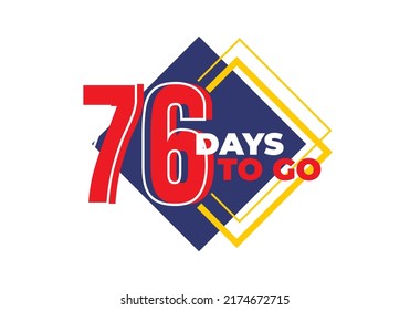 76 días a la izquierda etiqueta de signos ilustración vectorial ilustración de arte con fuente fantástica y combinación de color azul negro, rojo, amarillo en fondo blanco
