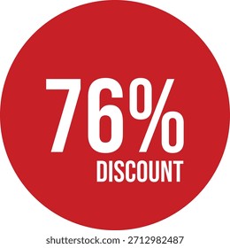 76% Rabatt Symbol Vektor roter Kreis mit weißem Text