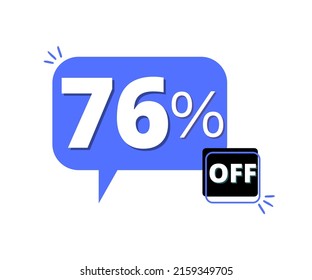76% discount off with blue 3D thought bubble design 
