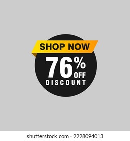 76 Rabatt, Sales Vector Abzeichen für Labels, , Stickers, Banner, Tags, Web-Aufkleber, Neues Angebot. Discount-Origami-Zeichenbanner 