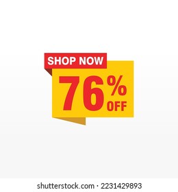 76 discount, Sales Vector badges for Labels, , Stickers, Banners, Tags, Web Stickers, New offer. Discount origami sign banner 