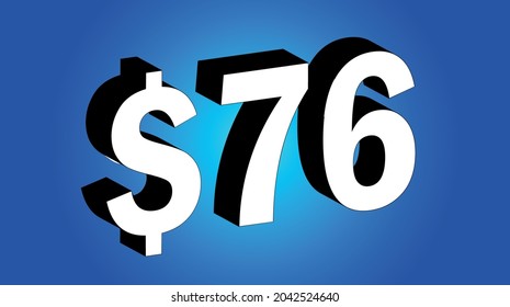 76 Dollar - $76 3D Blue Price Symbol Offer svg