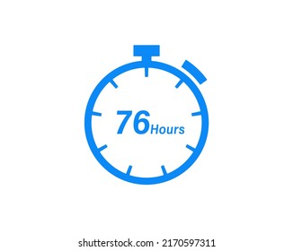 76 Hours timers Clocks, Timer 76 hour icon, countdown icon. Time measure. Chronometer icon isolated on white background