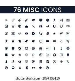 76 Miscellaneous Icons Set. Miscellaneous Icons Pack. Collection of Icons. Editable vector stroke. - Shutterstock ID 2069556110