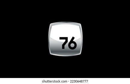 76 New Number Metal Silver Modern Logo