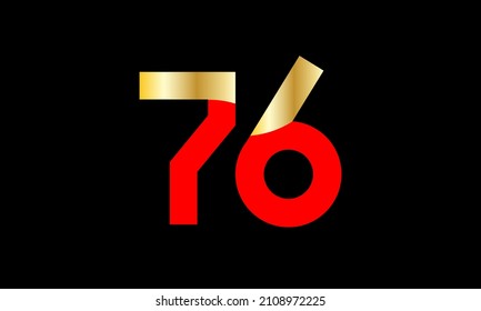 76 Number New Gold Red Elegant Logo