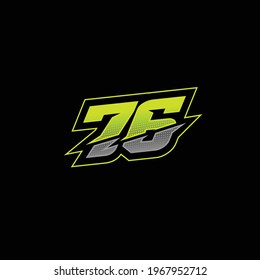 76 number racing design vector