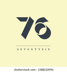 76 Number shadow letter design logo vector