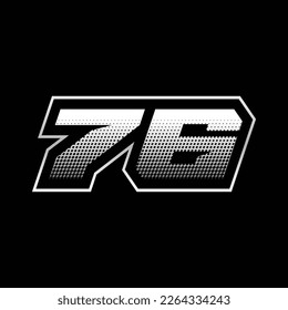 76 Number Speed Logo Design Template Inspiration, Vector Illustration For Sticker, Racing.
