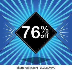 76 % Rabatt. Blue Banner - schwarzer Ballon für große Umsätze.