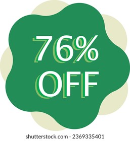 76% de descuento en el anuncio de marketing de vectores verdes e ilustraciones en fondo blanco