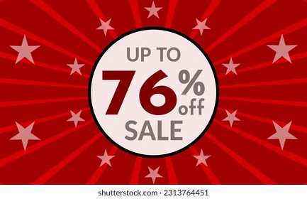 Up to 76% Off, red banner with discount for mega sales