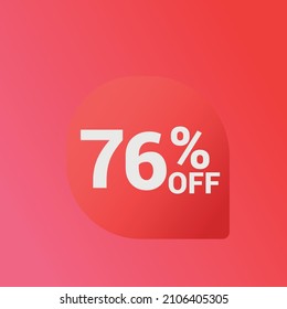 76% off Sale banner offer ad discount promotion vector banner. price discount offer. season sale promo sticker colorful background
