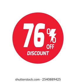 76% OFF Sale Discount Banner offer price tag. Special offer sale red label. Vector Modern Sticker Illustration Background