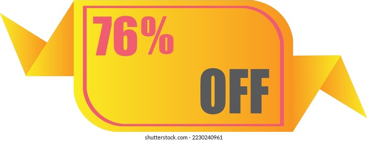 76% off sale label symbol, Sale tag vector badge template, 76% sale promotion flat icon, 76% Discount offer price label, clearance sale sticker emblem, 12 12 and black Friday discount modern colorful