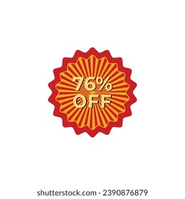 76% off sale label symbol promotion flat icon, Sale tag vector badge template, clearance sale sticker emblem, bargain sale red sign modern design isolated on white background