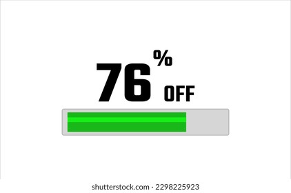 76 percent off. Banner with loading bar, green and gray color, white background, and black font.