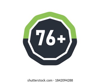 76 más aislados en un fondo blanco. Número de más de 76 