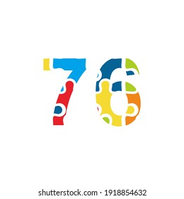 76 Puzzle number illustration. Vector Eps10