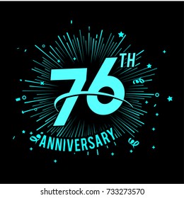 76 th anniversary logo with firework background. glow in the dark design concept