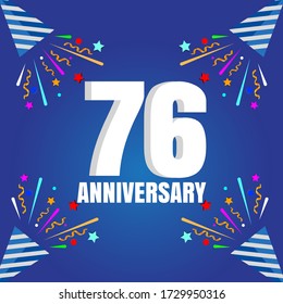 76 year anniversary celebration, vector design for celebrations, invitation cards and greeting cards