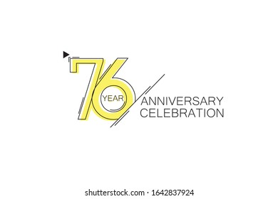 76 year Anniversary comical look, simple line art, Sleek and Clean Design for banner, invitation, birthday card - Vector