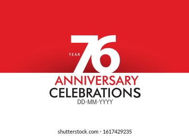 76 year Anniversary Concept Red Color and White for Banner, Poster, Greeting Card - Vector