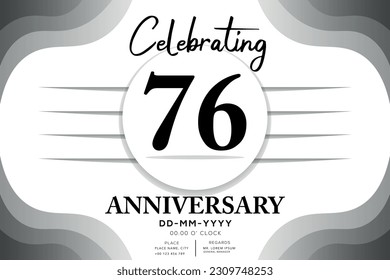 76 year anniversary flat black color logotype style with hand lettering on white background