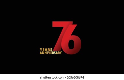 76 year anniversary red color, minimalist logo years, jubilee, greeting card. invitation on Grey background - Vector