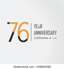 Diseño de plantilla vectorial de 76 años Ilustración Color naranja elegante fondo blanco