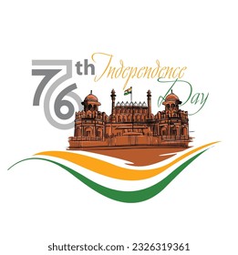 76 year Happy independence day India Vector Illustration. 