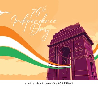 76 year Happy independence day India Vector . Illustration