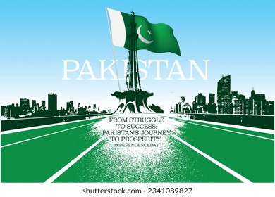 76 year happy independence day Pakistan. 14th august.  Vector illustration.