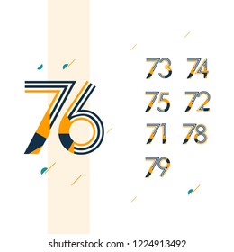 76 Year Retro Anniversary Set Celebration Vector Template Design Illustration